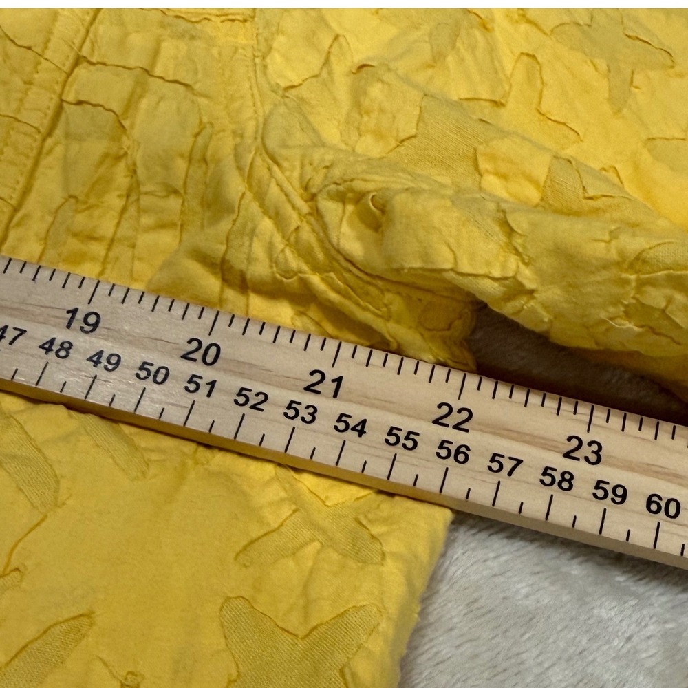 Chicos Yellow Textured Star Applique Cotton Button Down Jacket Size 2 XL - Picture 3 of 5
